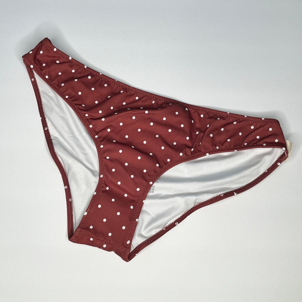PINK Victoria's Secret Swim Bottoms Mini Bikini Maroon Polka Dot New M